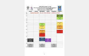 PLANNING REPRISE DES COURS JANVIER