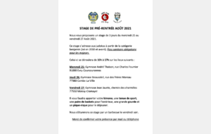 Stage de Pré-rentrée Août 2021